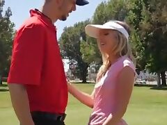 Sexy teen plays golf and sucks dick